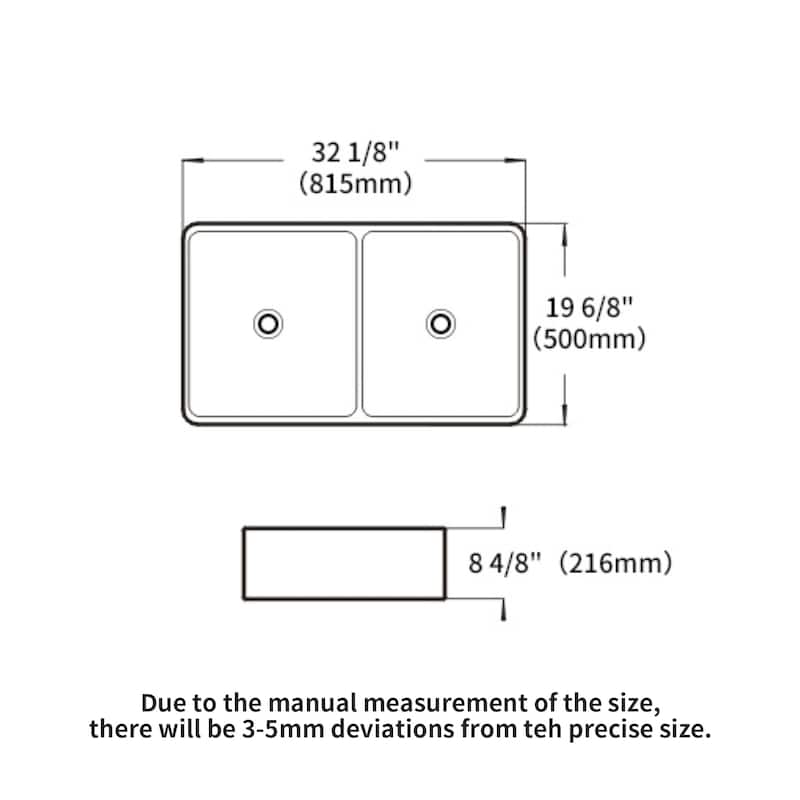 32'' Farmhouse Ceramic Double Bowl Kitchen Sink in White - 32'' x 20'' x 9''