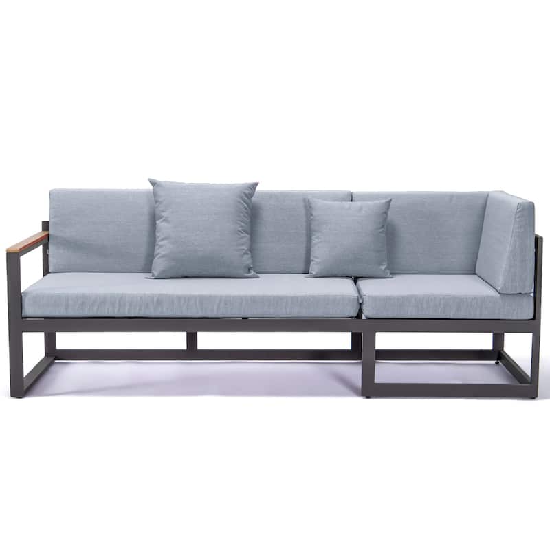Chelsea 3-Piece Adjustable Headrest All-Weather Sectional Set in Aluminum Frame with Removable Cushion Covers for Indoor/Outdoor