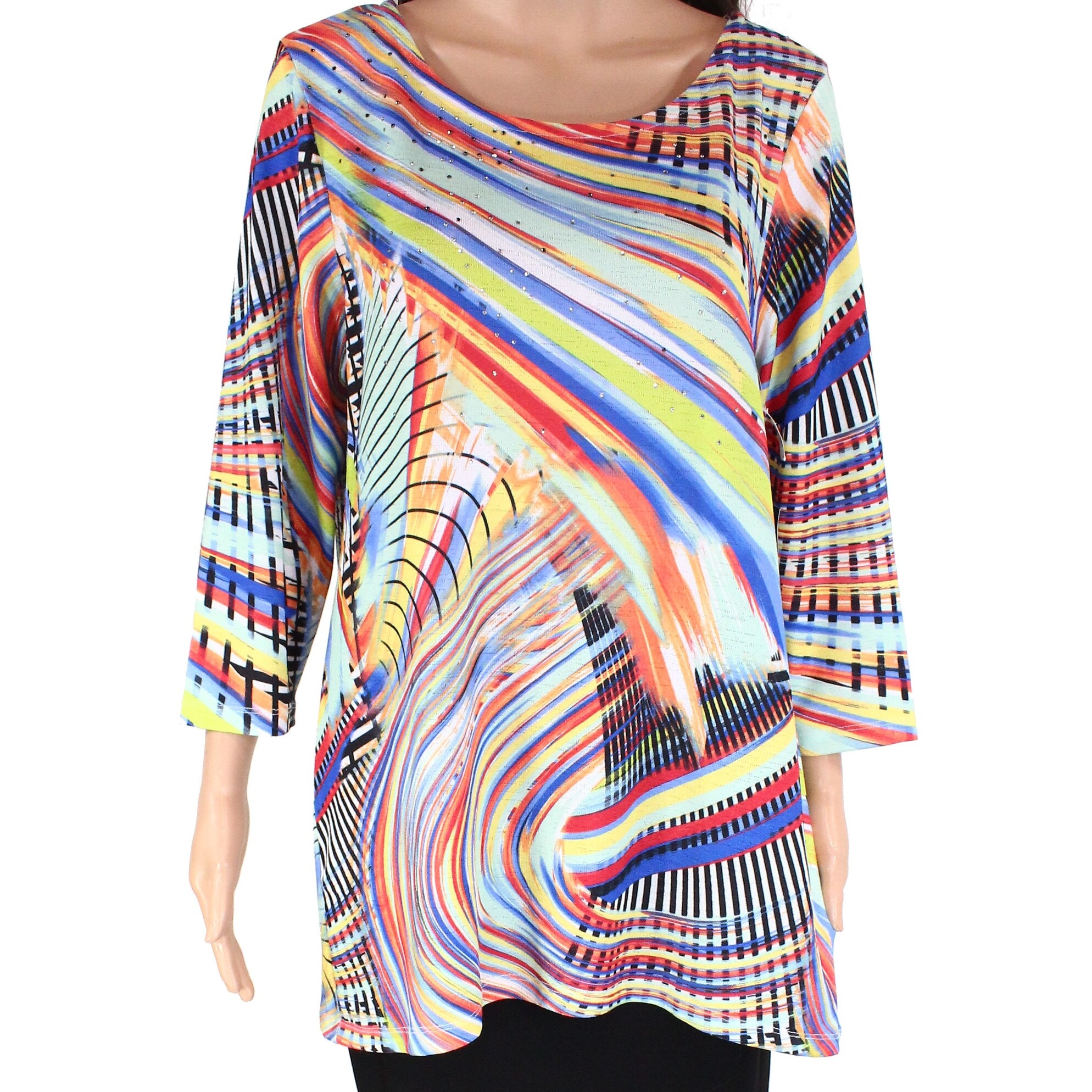 Shop Onque Casual Women S Top Blue Size Large L Mixed Media Boat