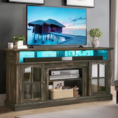 Farmhouse LED TV 58" Stand with Power Outlets Rustic Brown - 58 inches