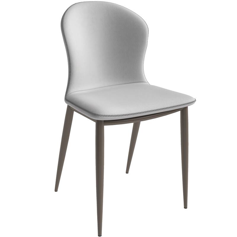 Mosaic Modern Upholstered Fabric Dining Chair with Metal Legs by LeisureMod - Coconut White