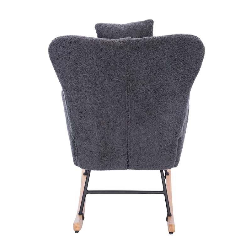 Anmytek Teddy Upholstered Soft Padded Comfy Nursery Rocking Chair Accent Chair for Living Room Bedroom