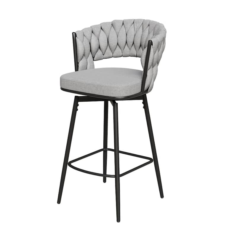360°Swivel Bar Chairs set of 2,Soft Cushioned Backrest Counter Stool - Grey