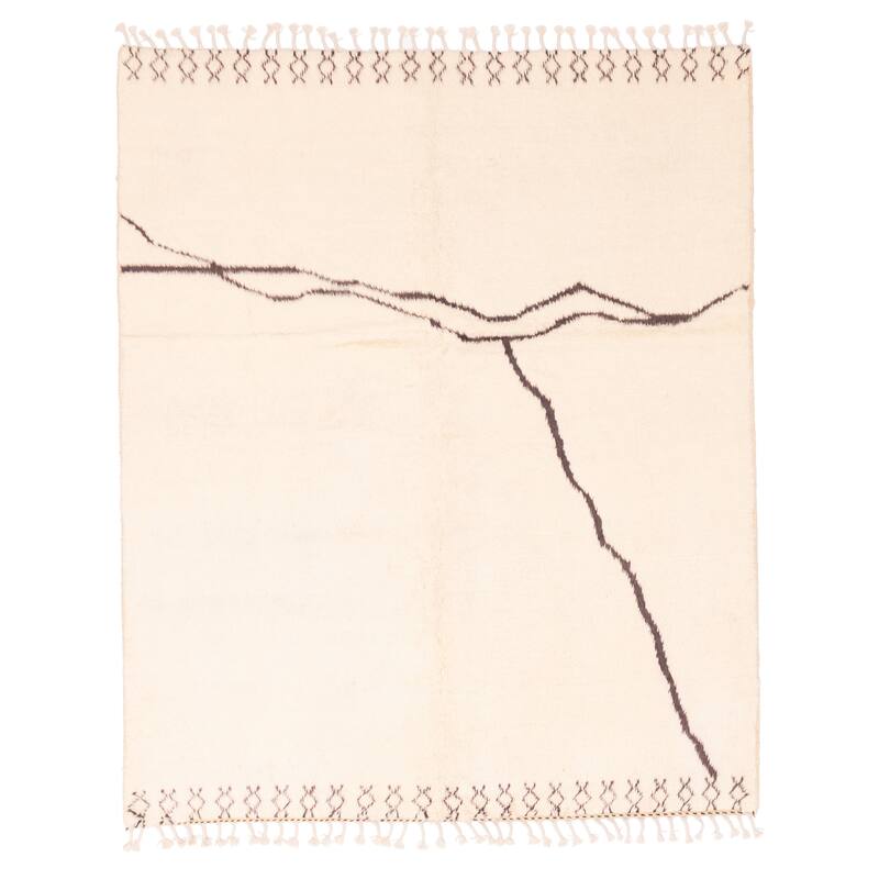 ECARPETGALLERY Hand-knotted Pak Finest Marrakesh Cream Wool Rug - 5'5 x 6'6