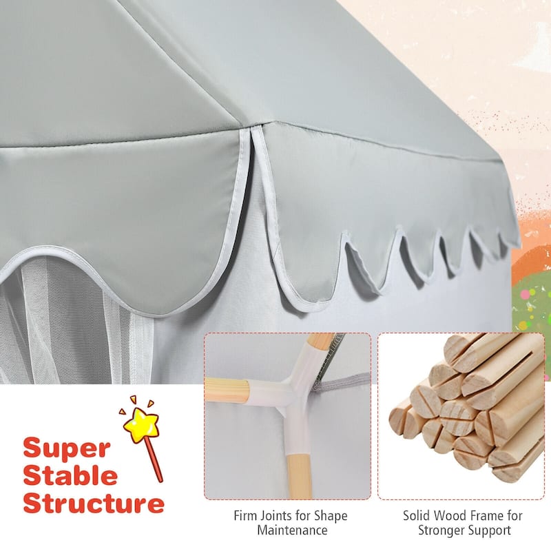 Spacious Children's Fairy Castle Play Tent with Mat for Imaginative Play - 41" x 47" x 55" (L x W x H)