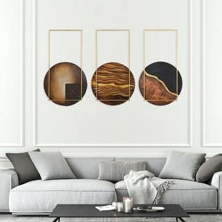 StyleCraft Horizon Sun - Set Of Three Hand Made Metal Wall Art Sculpture