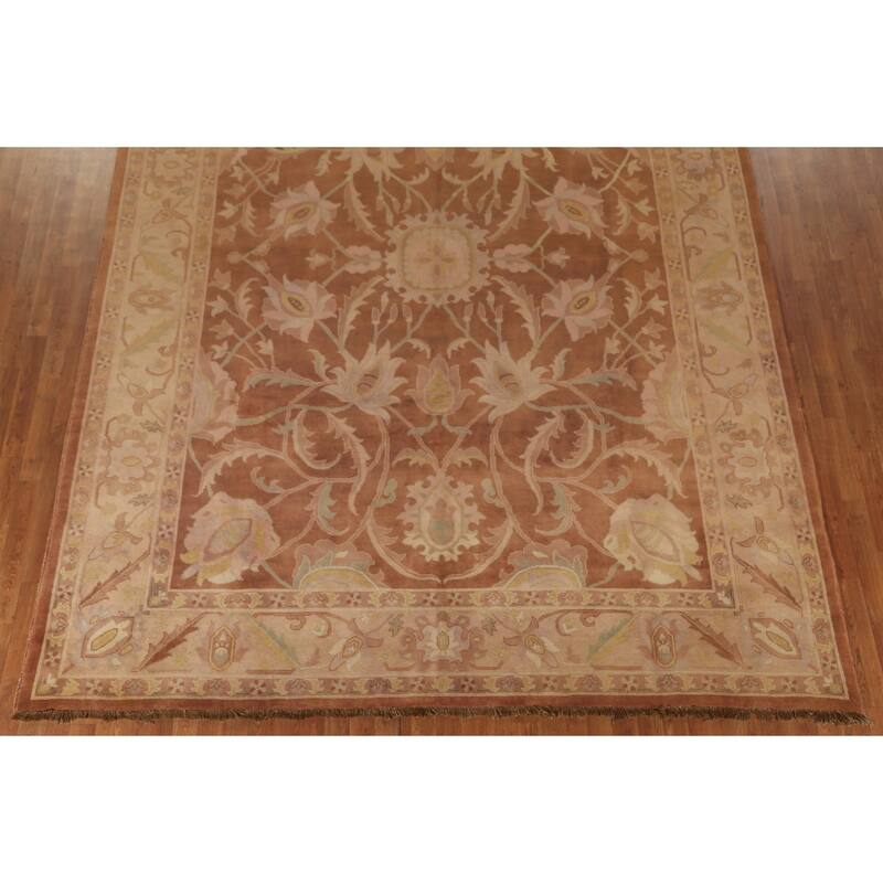 Traditional Floral Agra Indian Area Rug Handmade Wool Carpet - 9'3"x 12'4"