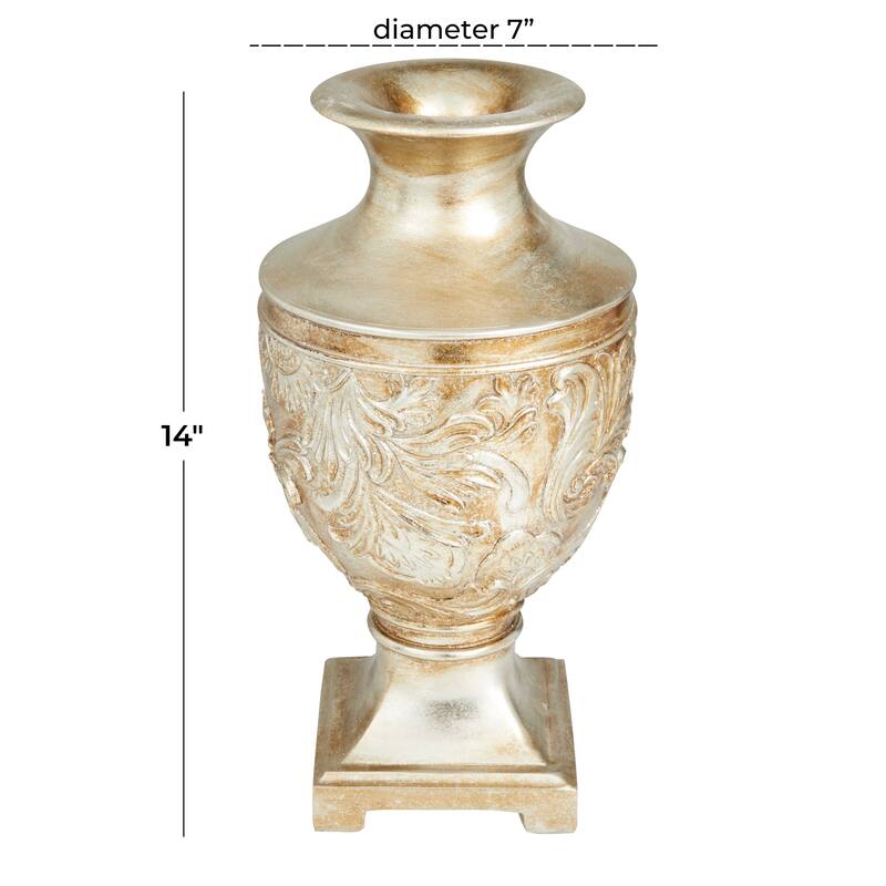 Gold Polystone Carved Decorative Vase