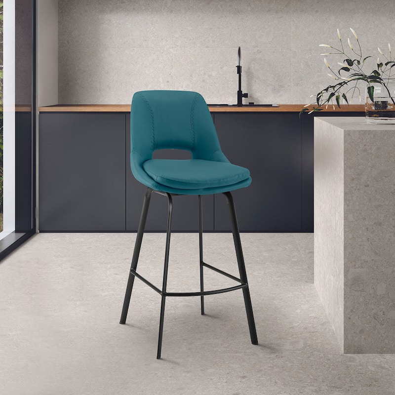 Carise Metal and Faux Leather Bar or Counter Swivel Stool