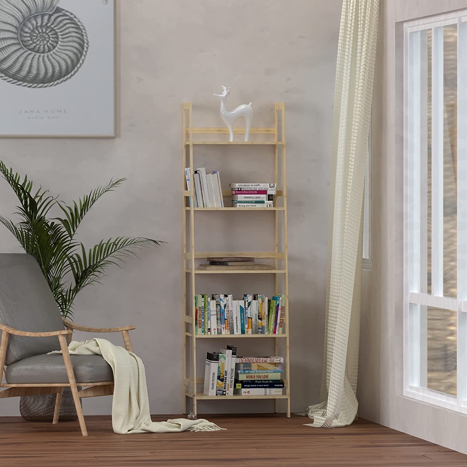White top bamboo bookshelf