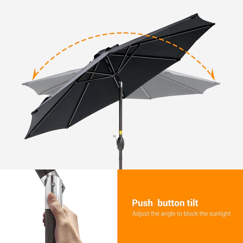 BONOSUKI 9ft Patio Umbrella,Outside Deck Table Umbrella,w/Tilt Crank
