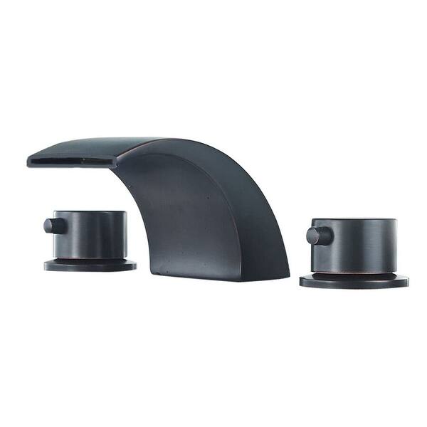Aquafaucet 8-16 Inch Led Waterfall Widespread Bathroom Sink Faucet 2 Handles 3 Holes Chrome Finish Commercial