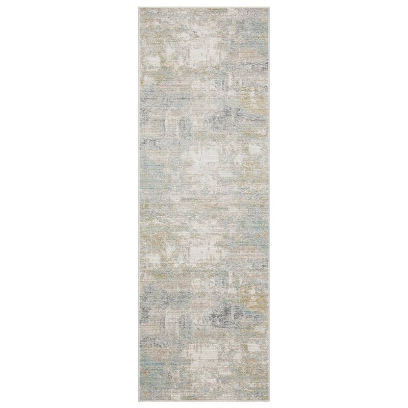 Calliope Textural Distressed Abstract Ivory/ Teal Area Rug