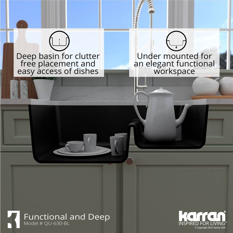 Karran Undermount Quartz Double-bowl Kitchen Sink