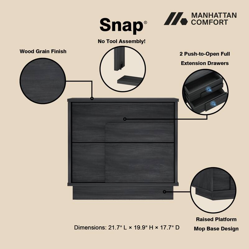 Manhattan Comfort Modern Horizon 2 Drawer Nightstand Set of 2