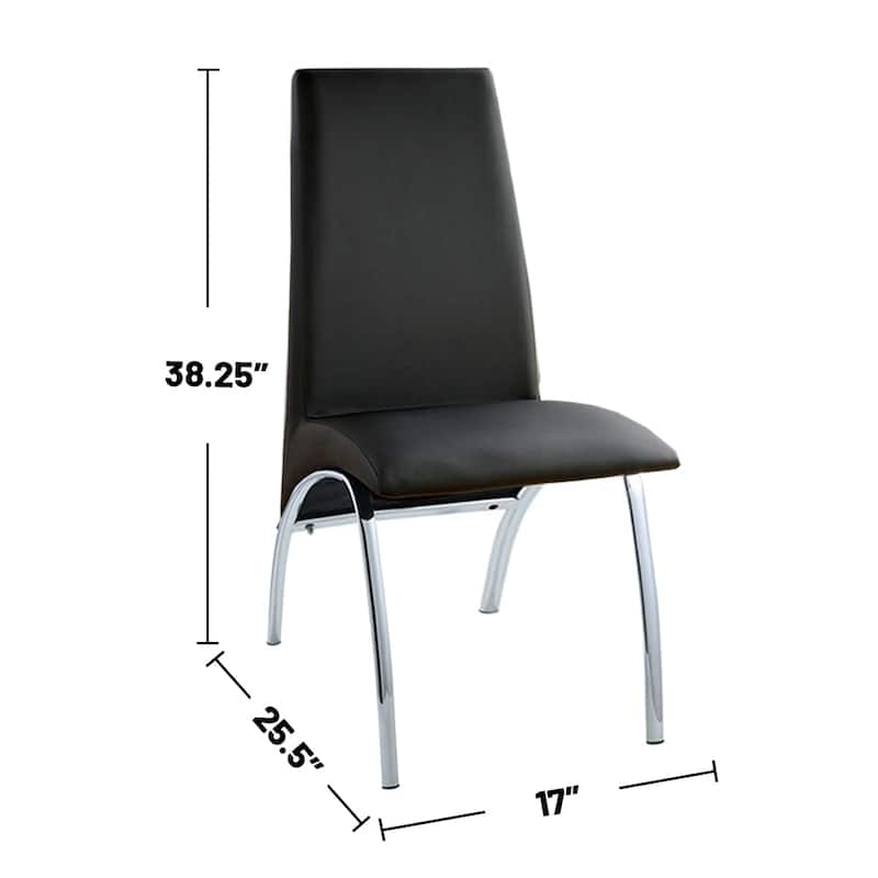2PCS Leatherette Upholstered Side Chairs with Chrome Legs