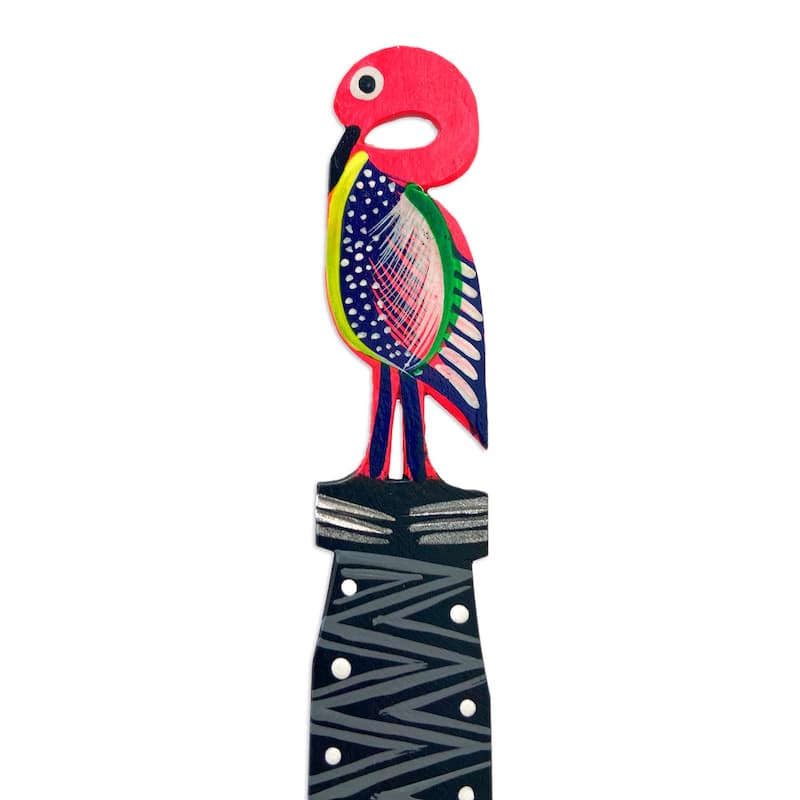 Novica Handmade Reading Flamingo Wood Bookmark