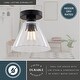 preview thumbnail 5 of 10, Dalton 1-Light Matte Black Cone Flush Mount Lighting Fixture, Clear Ribbed Glass Shade Low Ceilings Hallway Kitchen