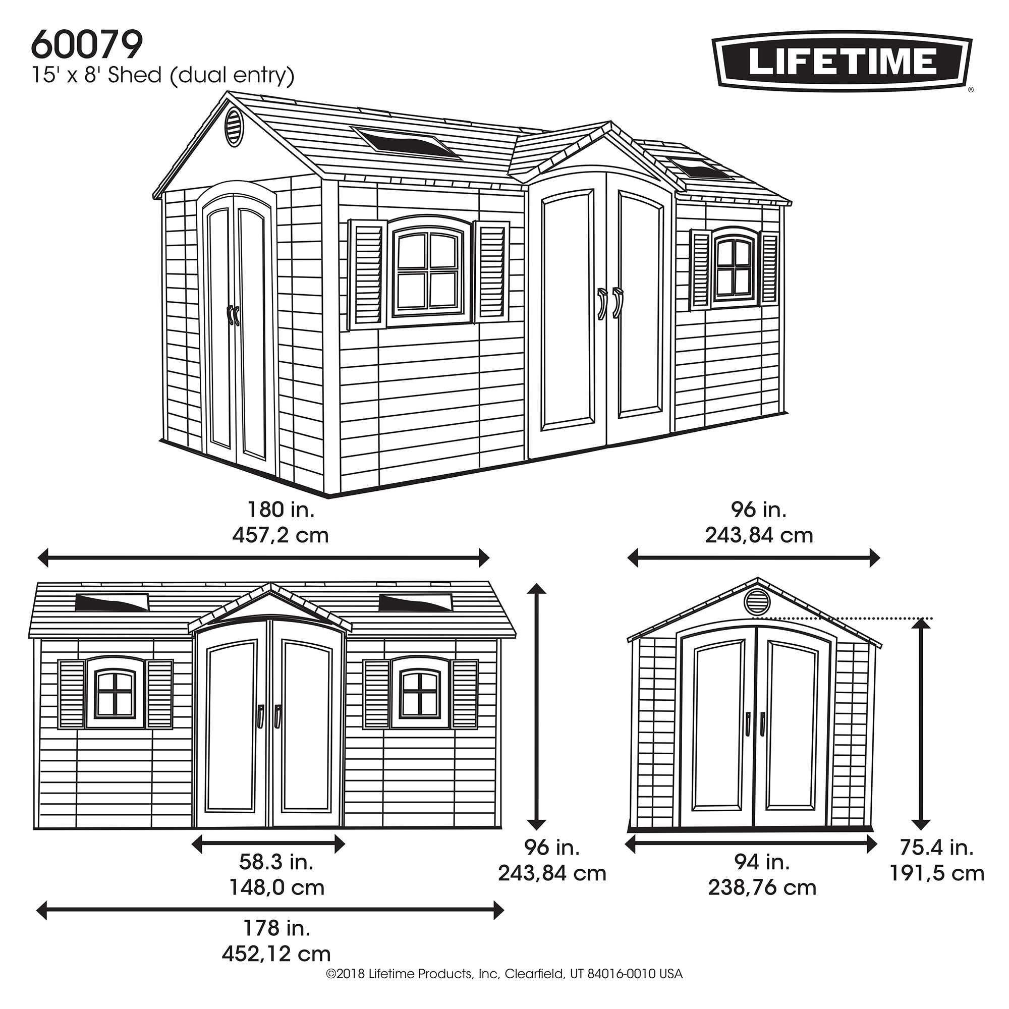 Lifetime 15 Ft. x 8 Ft. Outdoor Storage Shed - 15 x 8 ft.