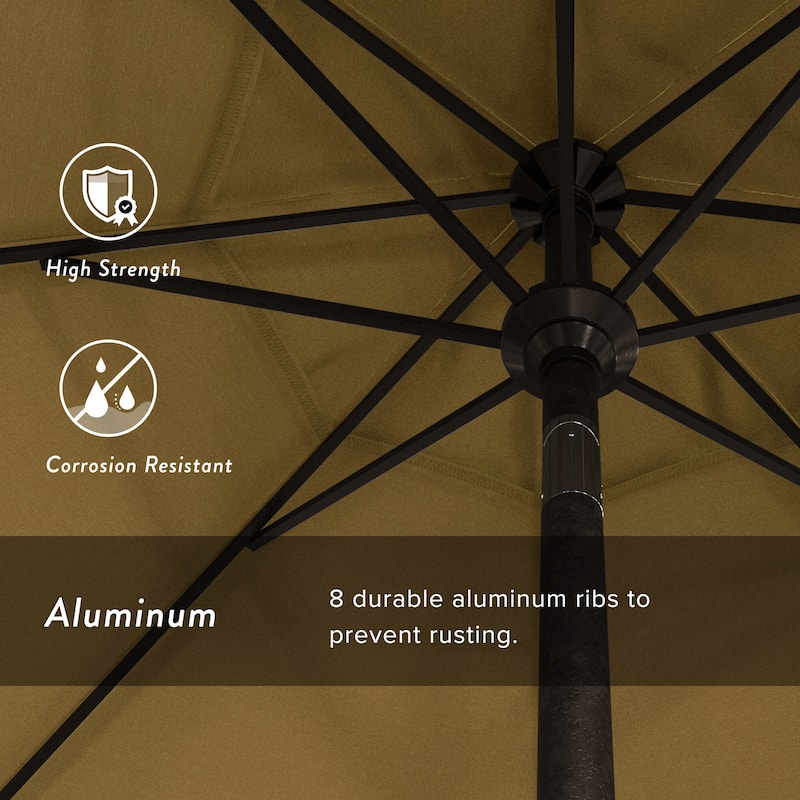 California Umbrella 9' Rd Golden State Series Patio Umbrella Bronze Aluminum Frame Crank Lift Collar Tilt Sunbrella