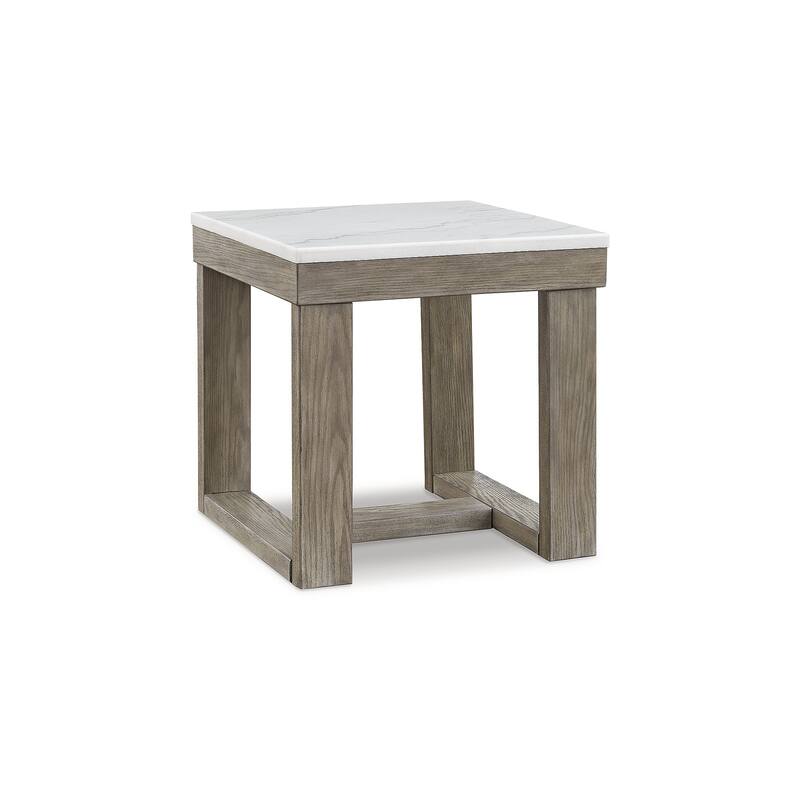 Signature Design by Ashley Loyaska Grayish Brown / Ivory Square End Table - 24"W x 24"D x 24"H