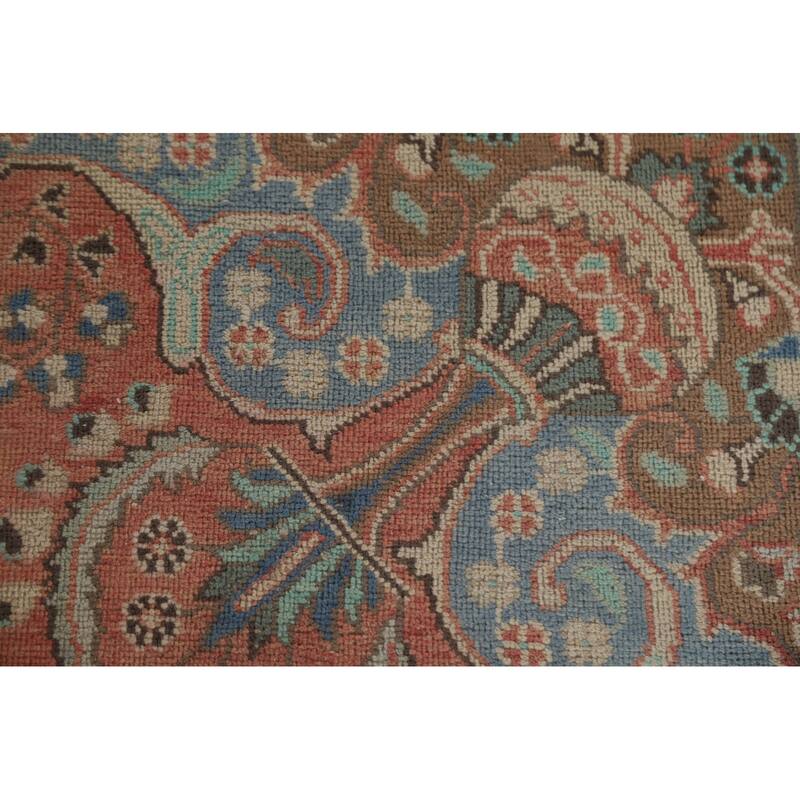 Hand Knotted Oriental 100% Wool Carpet Traditional Floral Pink Mashad Area Rug - 9' 5'' X 6' 2''