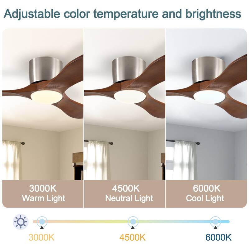 42-inch Ceiling Fan with Light, 3 Light Wood Blades, Remote Control, Reversible DC Motor for Living Room
