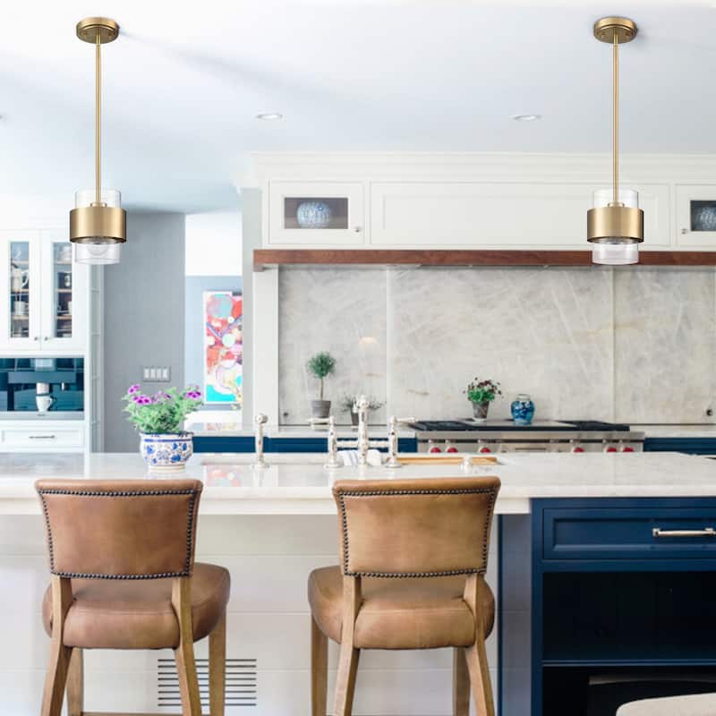 Rhodes Brass Modern Adjustable Height Pendant Light Industrial Mini Cylinder Shade