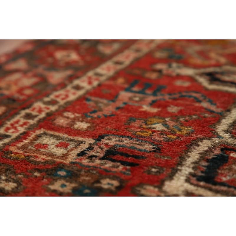 Tribal Geometric Gharajeh Persian Runner Rug Handmade Wool Carpet - 2'9"x 11'1"