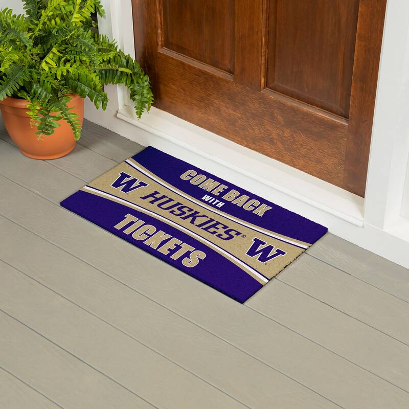 University of Washington 28 in. x 16 in. PVC "Come Back With Tickets" Trapper Door Mat