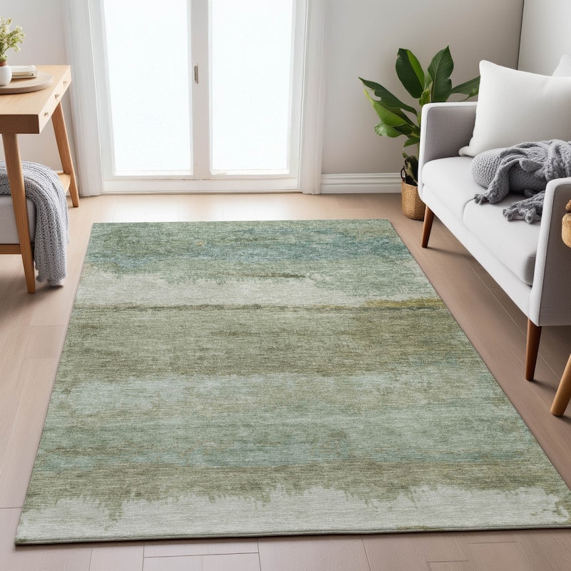 Machine Washable Indoor/Outdoor Watercolor Ombre Chantille Rug