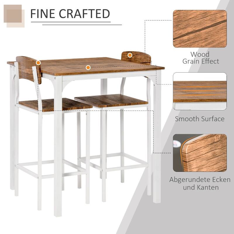 Modern Space-Saving 5-Piece MDF Dining Table Set Including 4 Stools with Steel Frame and Footrest - 35.5" L x 35.5" W x 35.5" H