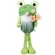 preview thumbnail 2 of 4, Standing Gnome with Glittered Frog Hat Spring Decoration - 14.5"