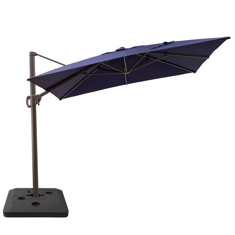 11 x 9 FT Outdoor Aluminum Patio Offset Cantilever Umbrella with Base
