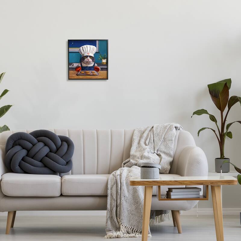 Stupell Fresh Baked Fish Cookies Cat Chef Astrological Symbol Framed Wall Art, Design by Lucia Heffernan