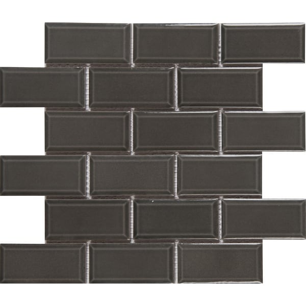 MSI SMOT-PT-CHA-2X4B 2" x 4" Brick Joint Mosaic Tile - Glossy Porcelain Visual - Sold by Carton (13.65 SF/Carton) - Charcoal