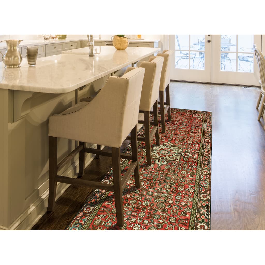 Fine Vintage Distressed Artyom Red/Ivory Runner - 3'3" x 9'2"