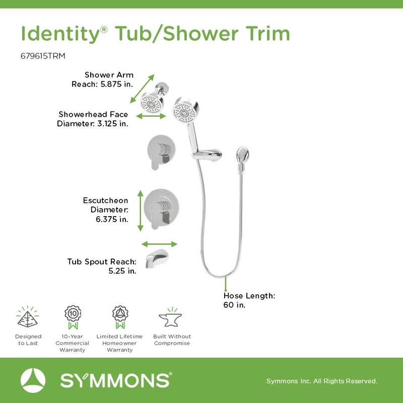 Symmons 679615TRM Identity HydroMersion Pressure Balanced Tub and
