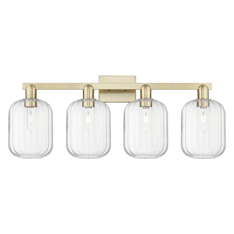Innovations Lighting Downtown Urban - Preston - 4 Light 36" Jar Shade Bath Vanity Light - Antique Brass/Clear