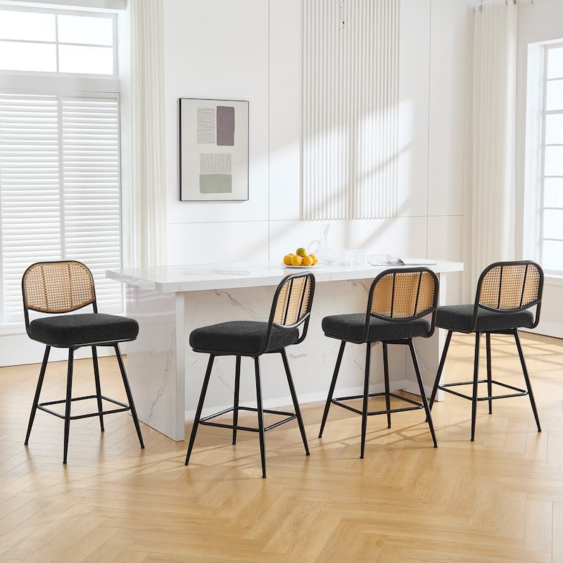 26"/29" Counter Height Swivel Bar Stools Set of 2/3/4 - Set of 4 - Fabric-Black - Bar Height