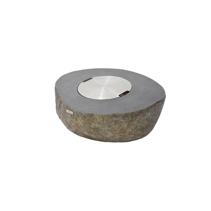 Elementi Boulder 45,000 BTU Concrete Propane Fire Table with Lava Rocks & Cover - 43.3 X 35 X 16.1