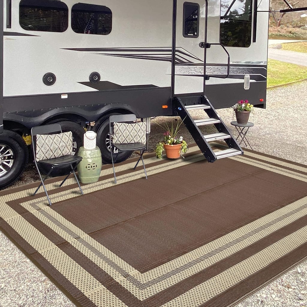 Outdoor Rug Waterproof Reversible Plastic Straw Rug UV Resistant for ...