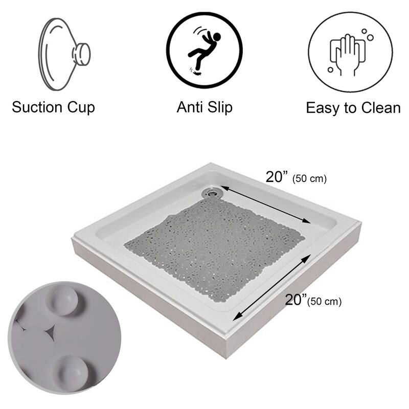 Bubbles Non-Slip Square Shower Mat 20 L X 20 W