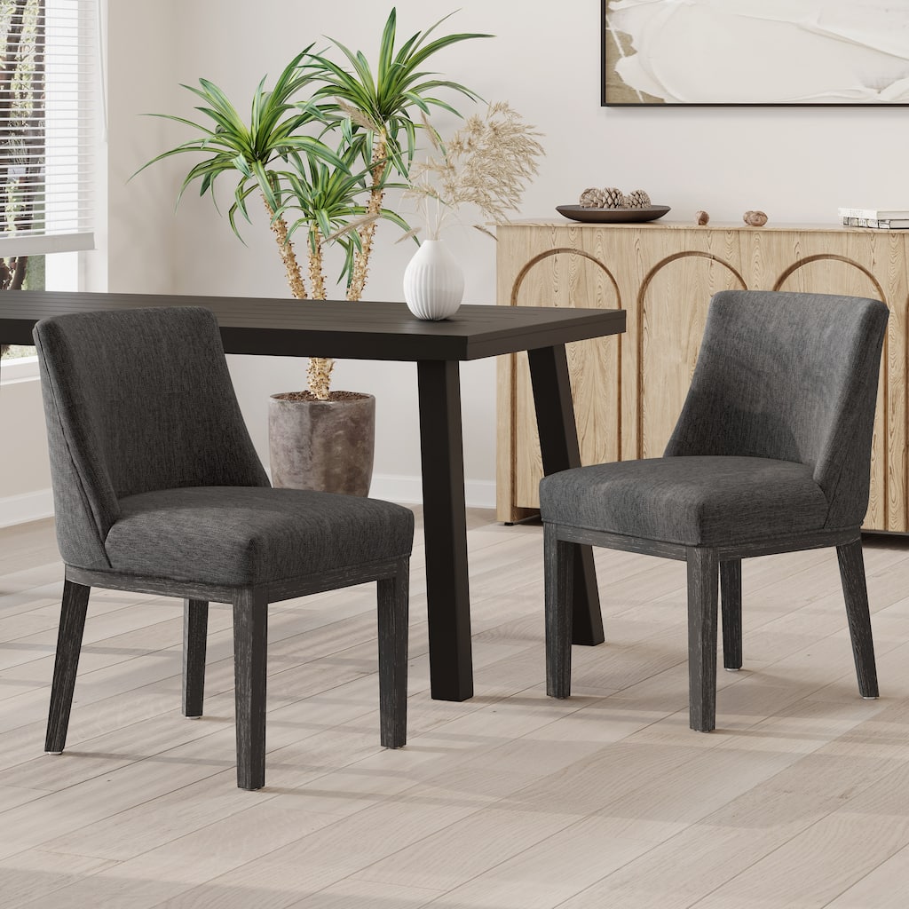 Charcoal Set of 2 Dining Chair Reception Chair with Wood Legs, Charming Armless Chair Side Chair Kitchen Chair