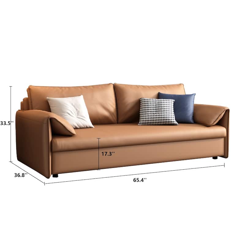 JASIWAY 65.4'' Vegan Leather Sofa Bed Sleeper Sofa