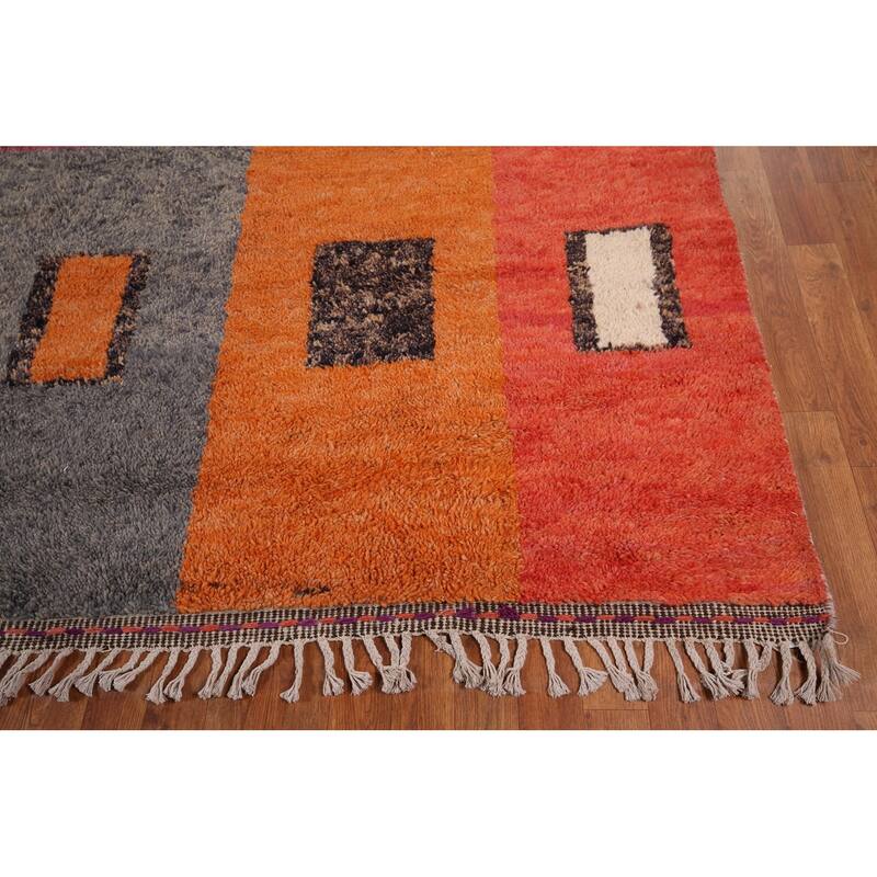 Geometric Moroccan Oriental Rug Handmade Multi-Color Wool Carpet - 8'10" x 12'4"