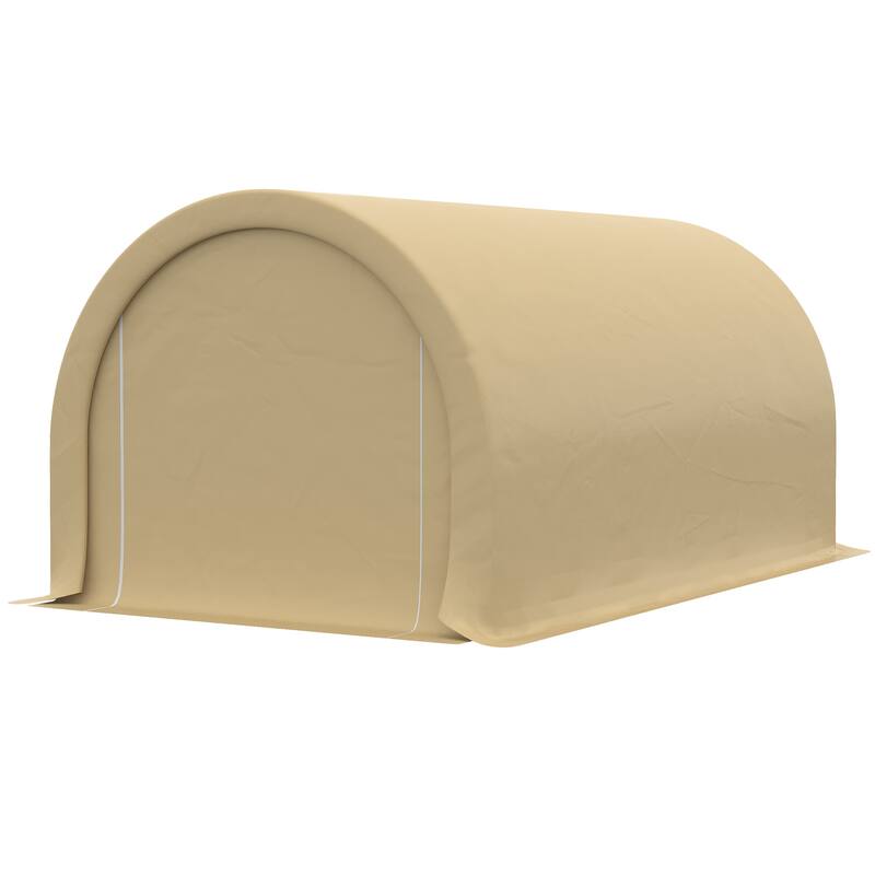 Outsunny 16' x 10' Carport, Heavy Duty Portable Garage / Storage Tent with Large Zippered Door, Anti-UV PE Canopy Cover