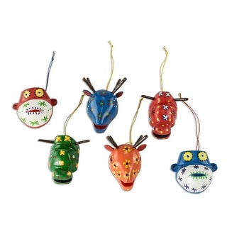 Novica Handmade Colorful Animals Wood Ornaments (Set Of 6) - Bed Bath ...