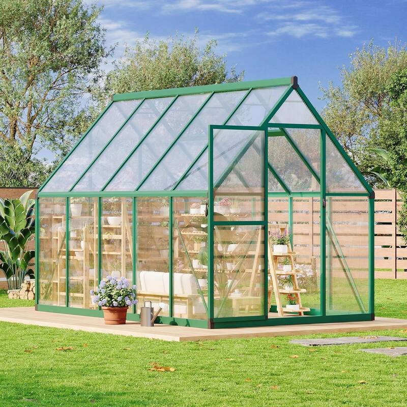 6x9FT Aluminum-Framed Polycarbonate Greenhouse Kit, Blue - 6*9FT - 6*9FT