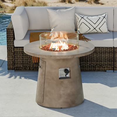 VENTOPYR Patio Camping Bonfire Propane Fire Pit Coffee Table with Wind Guard & Waterproof Cover